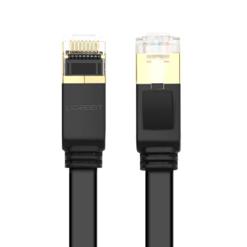 Flat cable UGREEN Ethernet patch cord RJ45 Cat 7 STP LAN 10 Gbps 10 m black (NW106 11265)