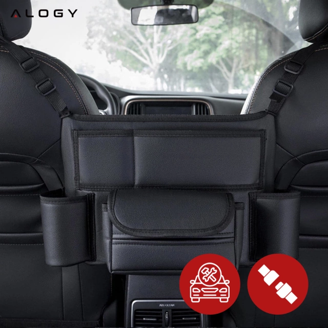 Автомобільний органайзер для автомобіля між сидінням автокрісло Alogy Car тримач для напоїв серветки Чорний