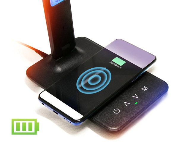 Tischleuchte Alogy LED 10W Qi Induktionsladegerät mit Display Schwarz