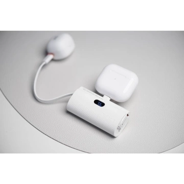 Powerbanka FORCELL F-ENERGY Power Plug F5K3 s vestavěným konektorem typu C PD 20W 5000mAh bílá