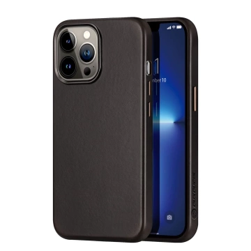Kožený kryt Dux Ducis Naples pro iPhone 13 Pro Max (kompatibilní s MagSafe) tmavě hnědý