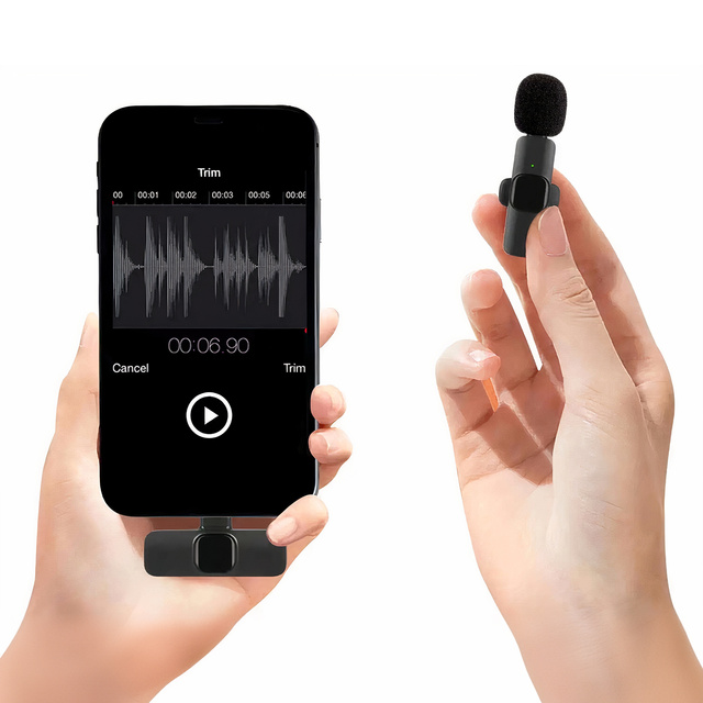 2x Wireless USB-C Type C Lavalier Microphone Android iOS for Phone Tablet Small Microphones Set of Two Microphones