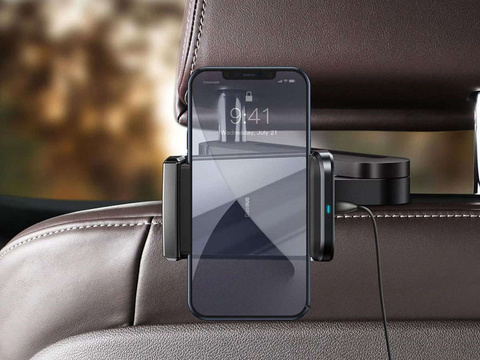 Car headrest holder for Baseus Energy phone with Qi charger