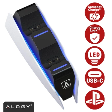 Podwójna stacja dokująca ładująca do kontrolera Pada do PlayStation 5 PS5 do 2 Padów Alogy Biała