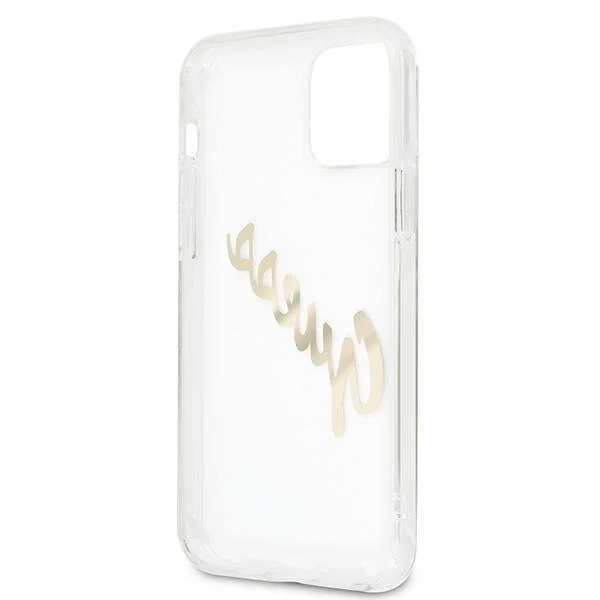 Guess GUHCP12MKTRSVGO iPhone 12/12 Pro 6,1" Transparente Hardcase Vintage Script Gold