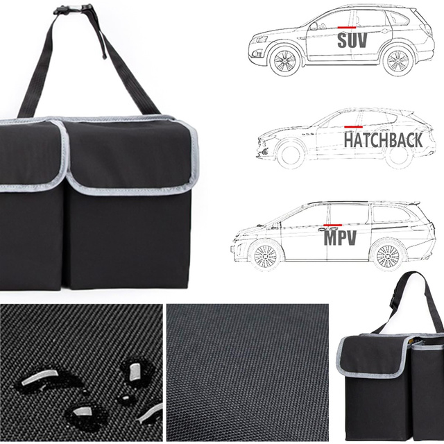 Auto-Organizer, Tasche für den Kofferraum des Autos, großer Kofferraum für den Sitz mit Klettverschluss, Alogy Black, 2x Kopfstützenhalterung
