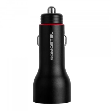 Somostel SMS-A89 Quick Charge QC 3.0 30W nabíječka do auta hliníková 2X USB černá