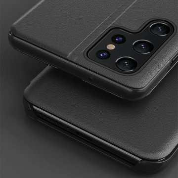 Elegantné puzdro Eco Leather View Case s flipovým krytom a funkciou stojana pre Samsung Galaxy S22 Ultra blue