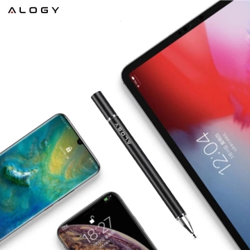 Kapacitní dotykový stylus Alogy 2 v 1 pro obrazovku telefonu a tabletu s perem Černá