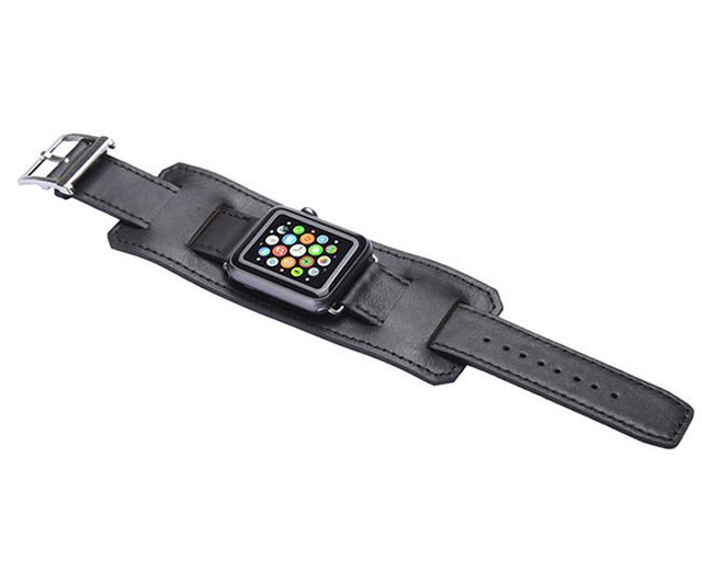 Ledermanschettenband Apple Watch Manschette 1/2/3/4/5/38 / 40mm Schwarz