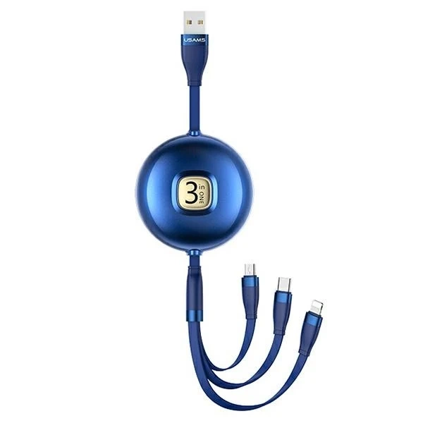 USAMS Kabel U69 3w1 1m niebieski/blue (lightning/microUSB/USB-C)