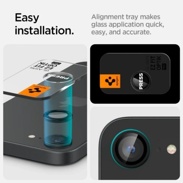 Camera Protector for iPhone 16e Spigen Optik Pro Glas.TR "EZ Fit" Camera Protector 2-Pack Black