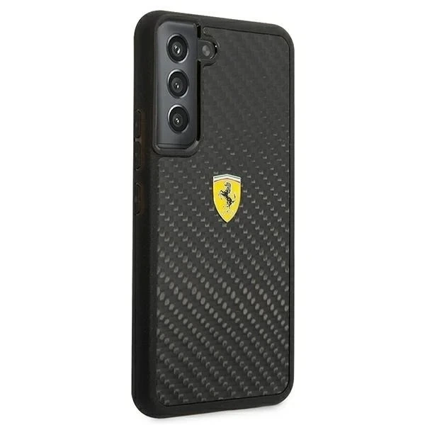 Etui Ferrari FEHCS22MFCAK do Galaxy S22 S906 pevné pouzdro On Track Real Carbon černé/černé