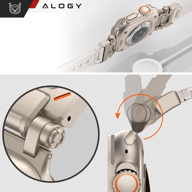 Ремінець-браслет Alogy Luxury Metal TPU Band для Apple Watch 42/44/45/49 мм бежевий