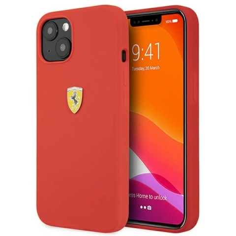 Puzdro pre Ferrari iPhone 13 mini 5,4" čierne/čierne pevné silikónové puzdro