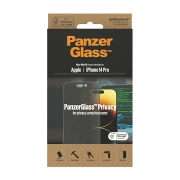 PanzerGlass Ultra-Wide Fit pro iPhone 14 Pro 6,1" Ochrana soukromí Antibakteriální P2772