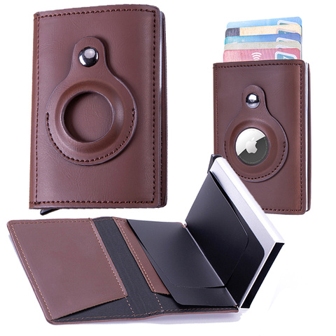 Смарт-гаманець Alogy з тримачем AirTag Air Tag для захисту готівки RFID. Коричневий