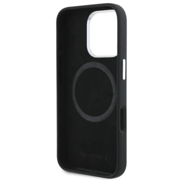 Etui Mercedes до iPhone 16 Pro Max 6.9" Czarne HardCase Silicone Vertical Tonal Stripes MagSafe