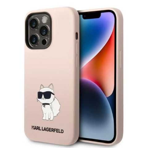 Karl Lagerfeld KLHCP14LSNCHBCP protective phone case for Apple iPhone 14 Pro 6.1" hardcase pink/pink Silicone Choupette