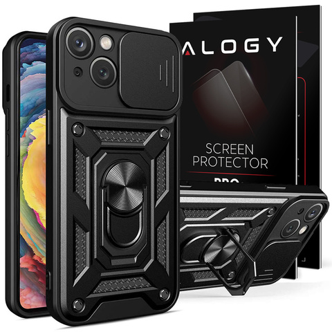 Púzdro Alogy Camshield Stand Ring Case s krytom fotoaparátu pre Apple iPhone 14 Glass