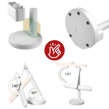 LED Desk Lamp Night USB Desk Lamp Touch Adjustable Organizer and Phone Stands White