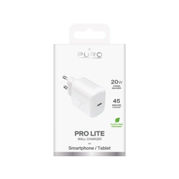 Ładowarka sieciowa Puro PROLITE 20W USB-C – biała