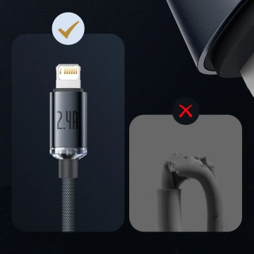 Kábel Baseus Crystal Shine Series USB kábel pre rýchle nabíjanie a prenos dát USB Typ A - Lightning 2.4A 2m čierny (CAJY000101)