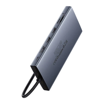 Hub 13v1 Baseus PortalJoy USB-C HDMI DP VGA C USB PD RJ45 sivý