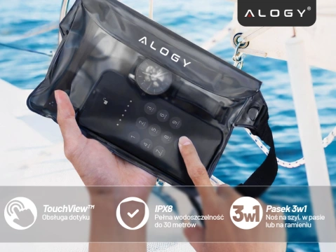 Vodotěsné pouzdro Pasová taška Pouzdro na telefon Vodotěsné pouzdro 21,5 x 23,5 cm Alogy Waterproof Black