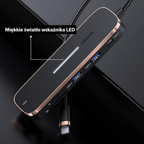 USAMS Adapter HUB 3xUSB USB-C HDMI Czarny/Schwarz SJ578HUB01 (US-SJ578)