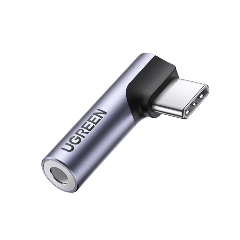 Ugreen AV154 adaptér USB-C na Mini Jack 3,5 mm audio 90° šedý