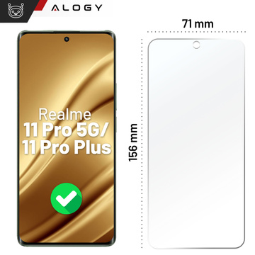Hybrid Glass for Realme 11 Pro 5G / Pro Plus for Alogy Flexi Glass 9H Case Friendly Flat Screen Protector