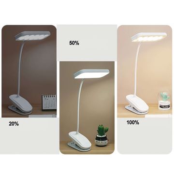 Stolný LED stolík na čítanie nočného osvetlenia s klipsovou lampou Dotykový bezdrôtový USB kábel s 3 režimami
