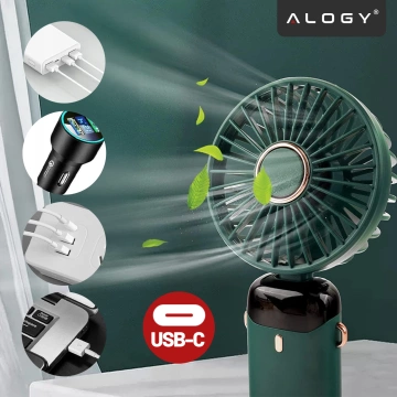 Fan Fan Handheld Fan Wireless Alogy Desktop Portable Handheld with Phone Holder USB-C Navy Blue