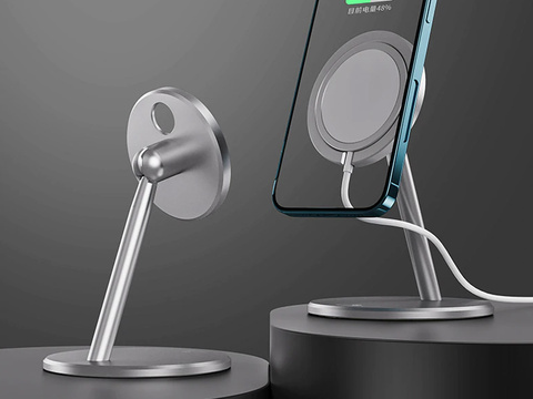 Alogy Desktop Qi Charger Stand Holder for MagSafe for iPhone 12 13 14 Silver