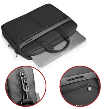 Mark Ryden 14" Laptop Bag, Waterproof, Stylish and Roomy, Lightweight 0.5kg, with Laptop and 9.7" Tablet Pocket and Suitcase Strap - Black