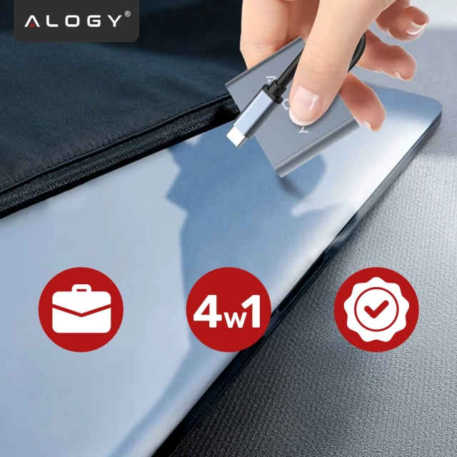 Adapter HUB 4w1 Alogy przejściówka USB-C do 2x HDMI USB 3.0 USB-C szybkie ładowanie PowerDelivery PD 100W