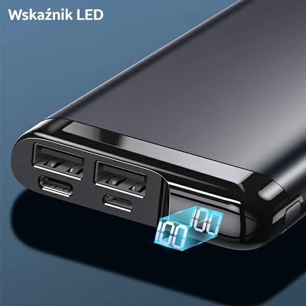 USAMS Powerbank PB55 10000mAh 2xUSB LED Display grau/grau 10KCD14801 (US-CD148) Aluminium