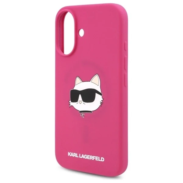Чохол Karl Lagerfeld для iPhone 16 6.1" Pink/Fuchsia hardcase Silicone Choupette Head Print MagSafe