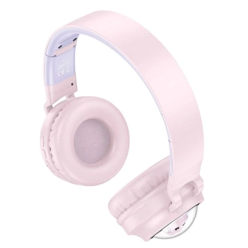 Бездротові Bluetooth-навушники HOCO W50 рожевого кольору з RGB-підсвічуванням та котиками