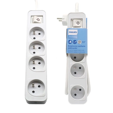 Подовжувач Philips CHP2144WB/60, 4 розетки, 3 м, захист, білий