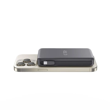 Magnetická power banka s káblom PB31 Lifemag Magsafe Power Bank 10000 mAh (Type C Lightning) čierna