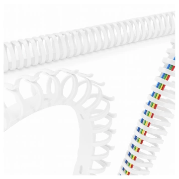 Pružinový organizér káblov pod stôl - Flexibilný kryt na správu káblov 50x4 cm, samolepiaci, na organizáciu káblov - Alogy CableStrip™ biely