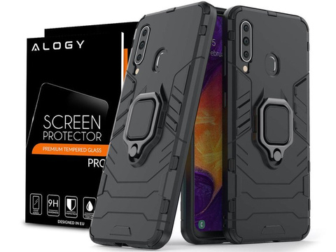 Puzdro Alogy Stand Ring Armor pre Samsung Galaxy A60 / M40 čierne sklo Alogy