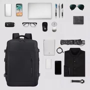 Водонепроникний рюкзак Bange для ноутбука 15.6", city traveler, 45х30х16 см, для роботи, літака, чоловічий, жіночий, з USB портом Чорний
