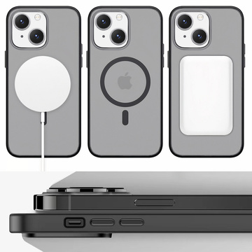 Matné pouzdro Alogy MagCase pro pouzdro MagSafe s magnetickým kroužkem pro Apple iPhone 14 Black Glass