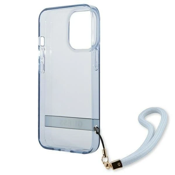 Etui Guess GUHCP13LHTSGSB do Apple iPhone 13 Pro / 13 6,1" niebieski/modré pevné puzdro Translucent Stap