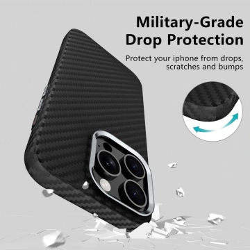 Чохол MagSafe Tech-Protect Ion Carbon для iPhone 16 Pro, чорний/сріблястий