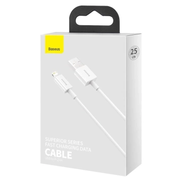 Baseus Superior USB kábel - Lightning 2,4A 0,25 m biely (CALYS-02)