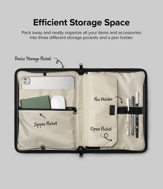 Ringke Smart Zip Pouch univerzální pouzdro na notebook, tablet (do 13''), stojánek, taška, organizér, béžová